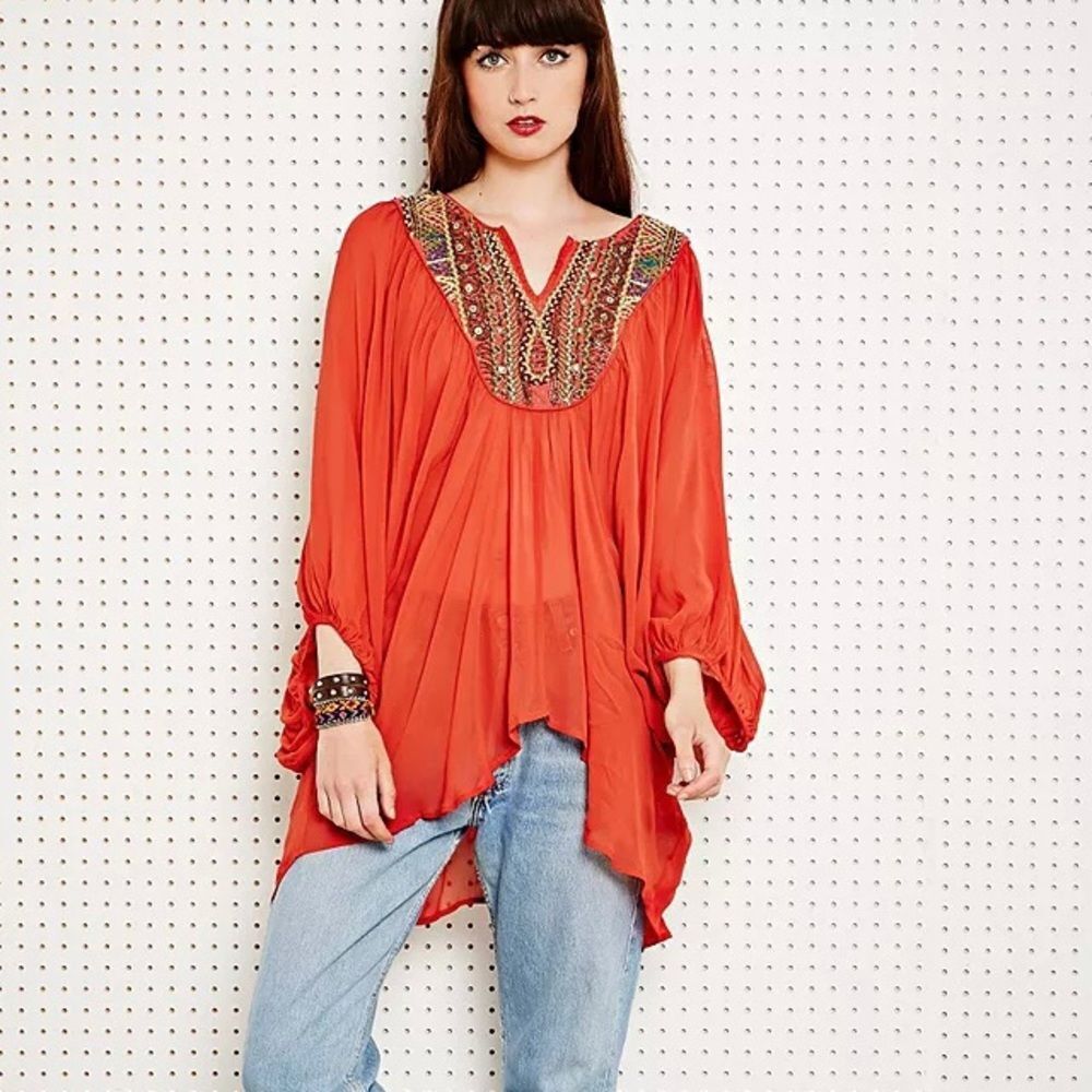 Free People Beaded Top with a Mesh Insert ‘Fortune Teller Tunic’